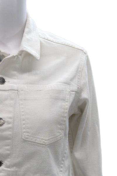 L'Agence Women Basic Jacket White Button Cotton Blend Size M