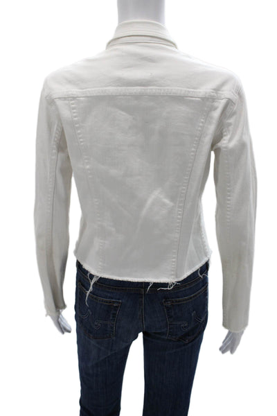 L'Agence Women Basic Jacket White Button Cotton Blend Size M