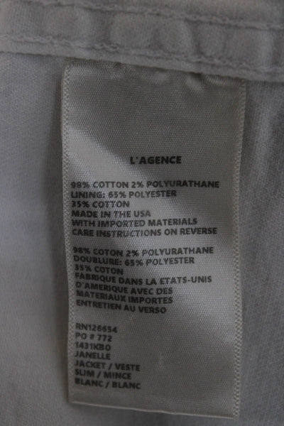 L'Agence Women Basic Jacket White Button Cotton Blend Size M