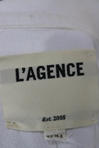 L'Agence Women Basic Jacket White Button Cotton Blend Size M