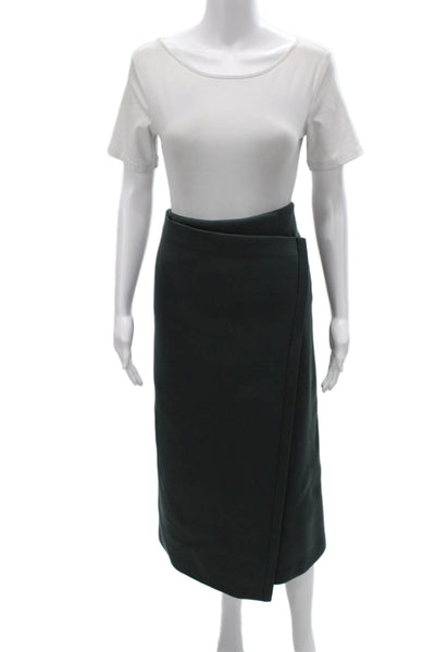 Liviana Conti Womens Straight Pencil Skirt Green Modal Zip Long Size 42