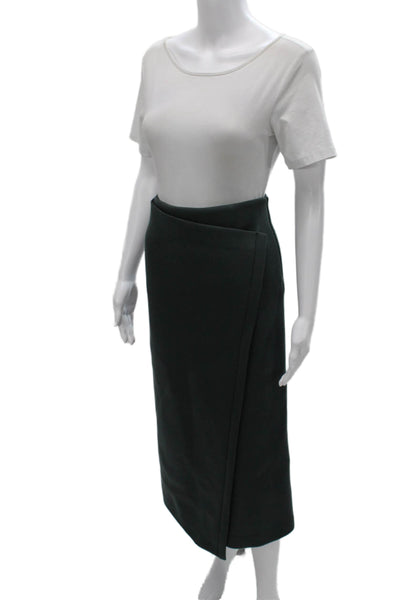 Liviana Conti Womens Straight Pencil Skirt Green Modal Zip Long Size 42
