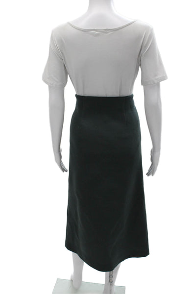 Liviana Conti Womens Straight Pencil Skirt Green Modal Zip Long Size 42