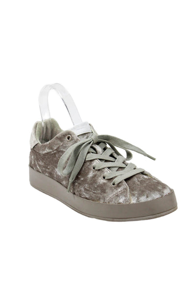 Rag & Bone Womens Velvet Low Top Lace Up Sneakers Beige Green Size 38 8