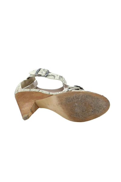 Belle Sigerson Morrison Womens Snakeskin Print Sandal Heels White Green Size 8 B