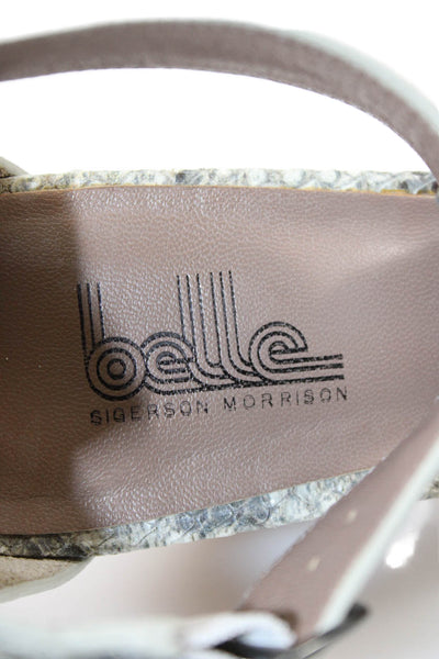 Belle Sigerson Morrison Womens Snakeskin Print Sandal Heels White Green Size 8 B