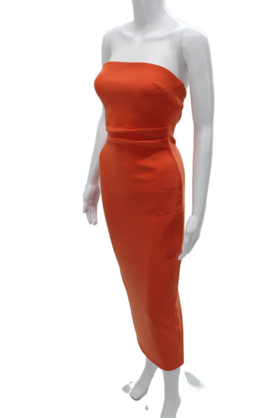 Bec & Bridge Womens Bodycon Orange Off the Shoulder Knee Length Dress Size 2