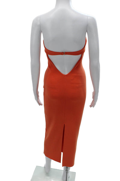 Bec & Bridge Womens Bodycon Orange Off the Shoulder Knee Length Dress Size 2