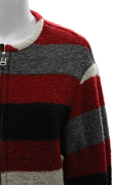 Isabel Marant Etoile Womens Basic Striped Wool Blend Zip Jacket Size 34