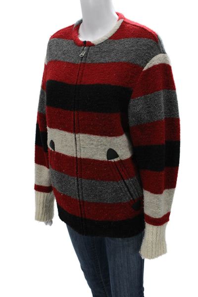 Isabel Marant Etoile Womens Basic Striped Wool Blend Zip Jacket Size 34
