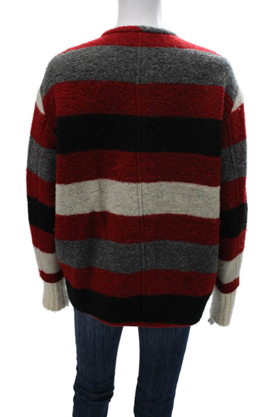 Isabel Marant Etoile Womens Basic Striped Wool Blend Zip Jacket Size 34