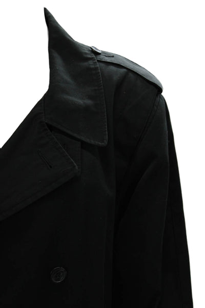 Dash Mens Trench Coat Black Cotton Blend Size 42