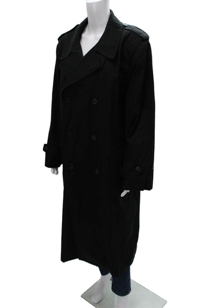 Dash Mens Trench Coat Black Cotton Blend Size 42