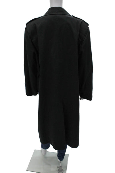 Dash Mens Trench Coat Black Cotton Blend Size 42