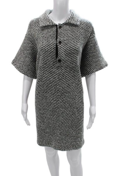 JW Anderson Womens Sweater Dress Black Chevron Collared Half Sleeve Size XL