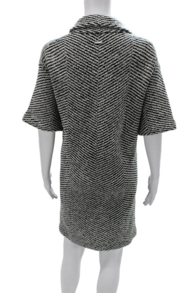 JW Anderson Womens Sweater Dress Black Chevron Collared Half Sleeve Size XL