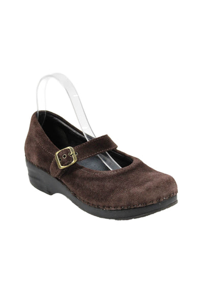 LL Bean Womens Suede Mary Jane Heels Brown Size 8 Medium