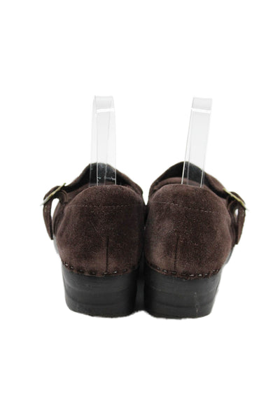 LL Bean Womens Suede Mary Jane Heels Brown Size 8 Medium