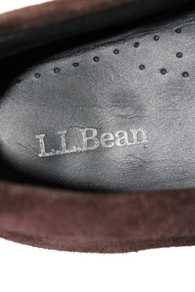 LL Bean Womens Suede Mary Jane Heels Brown Size 8 Medium