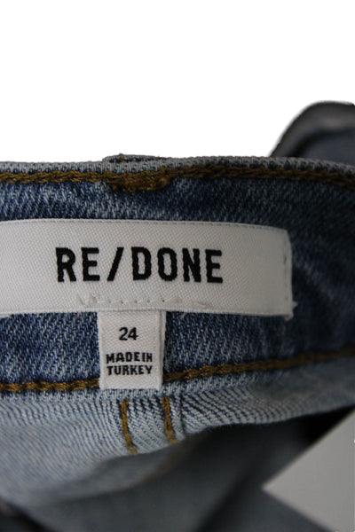 Re/Done Womens Straight Blue Jeans Mid Rise Cotton Blend Size 24