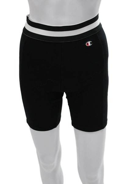 Champion Womens Biker Shorts Black Cotton Solid Sports Fall Size S