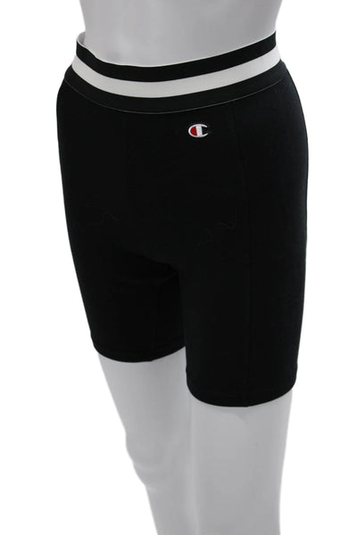 Champion Womens Biker Shorts Black Cotton Solid Sports Fall Size S