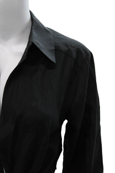 GAUGE81 Womens Cropped Collared Blouse Black Long Sleeve Size XS