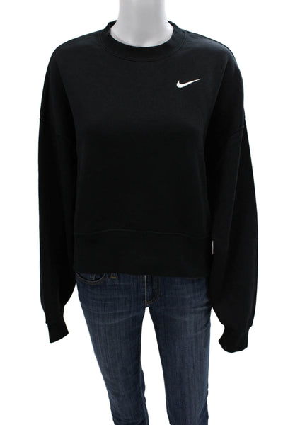 Nike Women Pullover Sweatshirt Black Crew Neck Long Sleeve Size XS