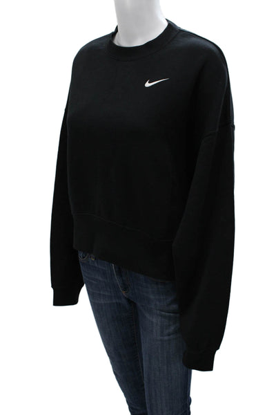 Nike Women Pullover Sweatshirt Black Crew Neck Long Sleeve Size XS