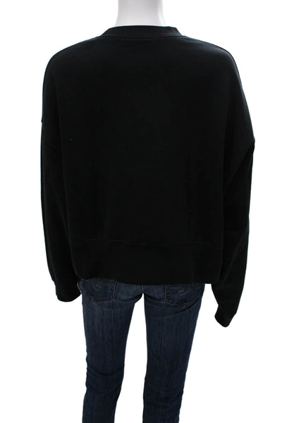 Nike Women Pullover Sweatshirt Black Crew Neck Long Sleeve Size XS