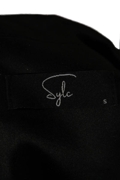 Sylc Womens Basic Jacket Black Button Long Sleeve 77% Acetate Size S