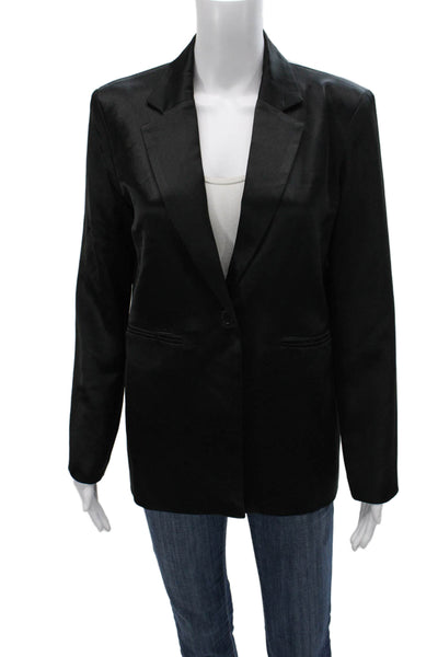 Sylc Womens Blazer Black Acetate Button Long Sleeve Size S