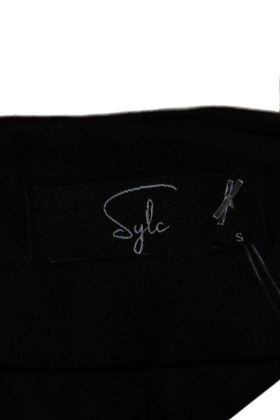 Sylc Womens Blazer Black Acetate Button Long Sleeve Size S
