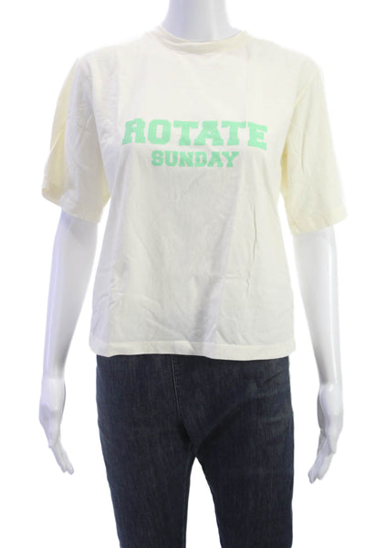 ROTATE Women Basic T-Shirt White Organic Cotton Short Sleeve Crew Neck Size XS