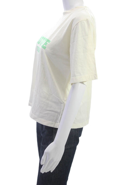 ROTATE Women Basic T-Shirt White Organic Cotton Short Sleeve Crew Neck Size XS