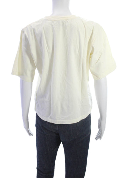 ROTATE Women Basic T-Shirt White Organic Cotton Short Sleeve Crew Neck Size XS