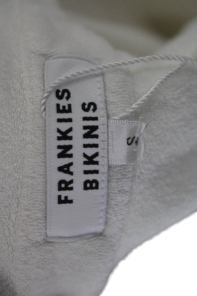 Frankies Bikinis Womens White Collared Short Sleeve Button-Up Top Size S