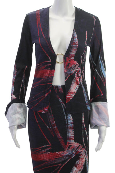 Louisa Ballou Womens Skirt Suit Multicolor Floral Size M