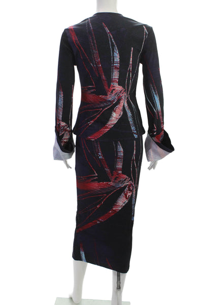 Louisa Ballou Womens Skirt Suit Multicolor Floral Size M