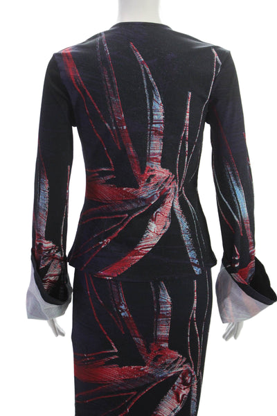 Louisa Ballou Womens Skirt Suit Multicolor Floral Size M