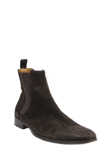 Barneys New York Mens Suede Stretch Inset Ankle Boots Brown Size 10 Medium