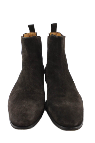 Barneys New York Mens Suede Stretch Inset Ankle Boots Brown Size 10 Medium