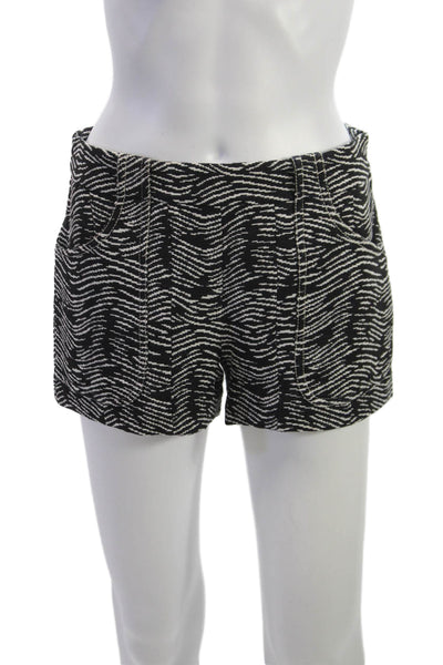 Derek Lam Womens Hot Pants Black Animal Print Polyester Zip Size 0