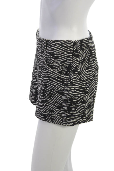 Derek Lam Womens Hot Pants Black Animal Print Polyester Zip Size 0