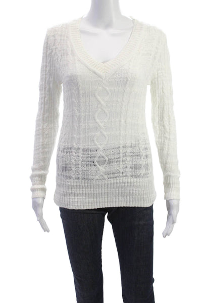 Rag & Bone Womens V-Neck Pullover Sweater White Size 2XS