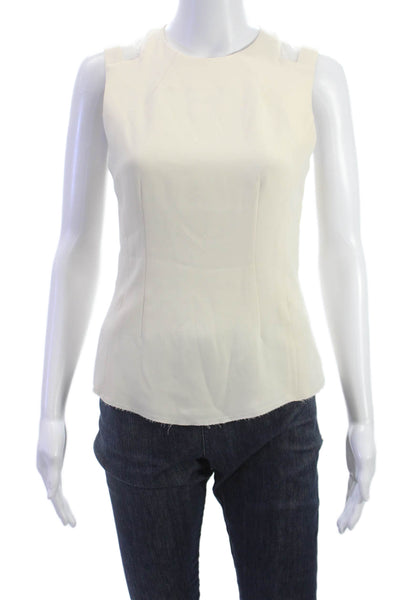 Rag & Bone Women Basic Tank Ivory Triacetate Round Neck Sleeveless Zip Size 0