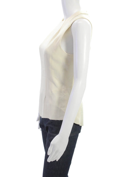 Rag & Bone Women Basic Tank Ivory Triacetate Round Neck Sleeveless Zip Size 0