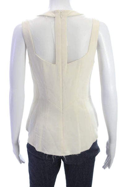 Rag & Bone Women Basic Tank Ivory Triacetate Round Neck Sleeveless Zip Size 0