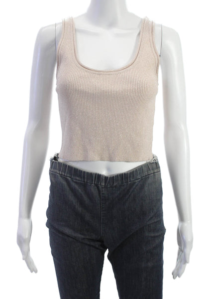 3.1 Phillip Lim Womens Cropped Tank Beige Scoop Neck Viscose Size S