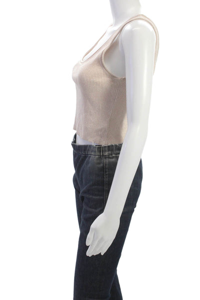 3.1 Phillip Lim Womens Cropped Tank Beige Scoop Neck Viscose Size S
